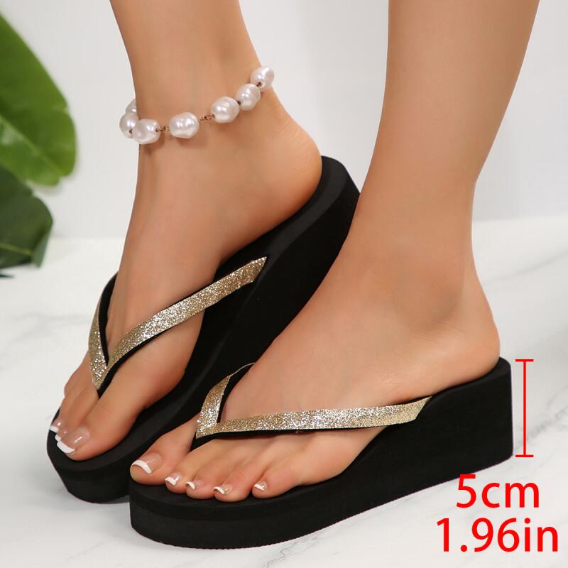 Summer Clothing Fabric - Sandalias de Plataforma con Cuña Cómodas