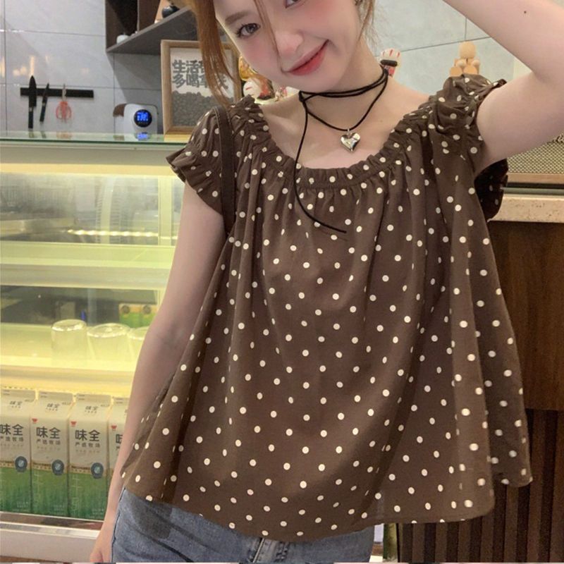 Summer Youth Clothing - Blusa holgada de lunares con temperamento