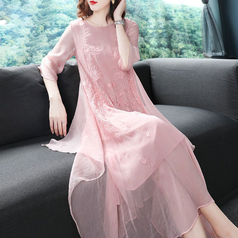 Summer Gauze Clothing - Elegante Vestido de Fiesta con Cuello