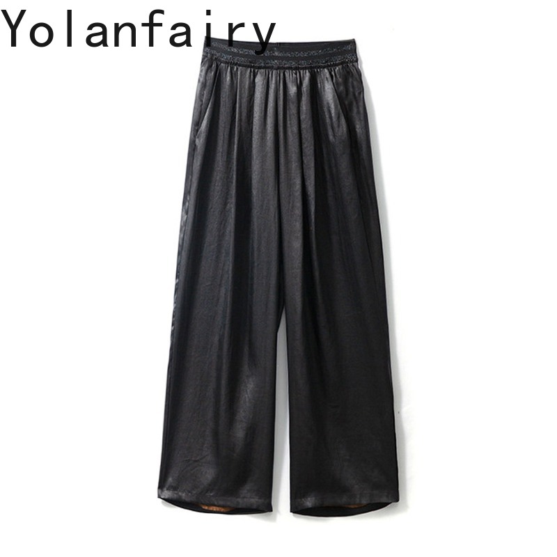 Summer Gauze Clothing - YOLANFAIRY Pantalones de Seda de Morera