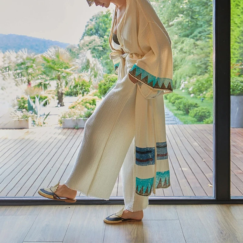 Summer Gauze Clothing - Pantalones de gasa de algodón 100%
