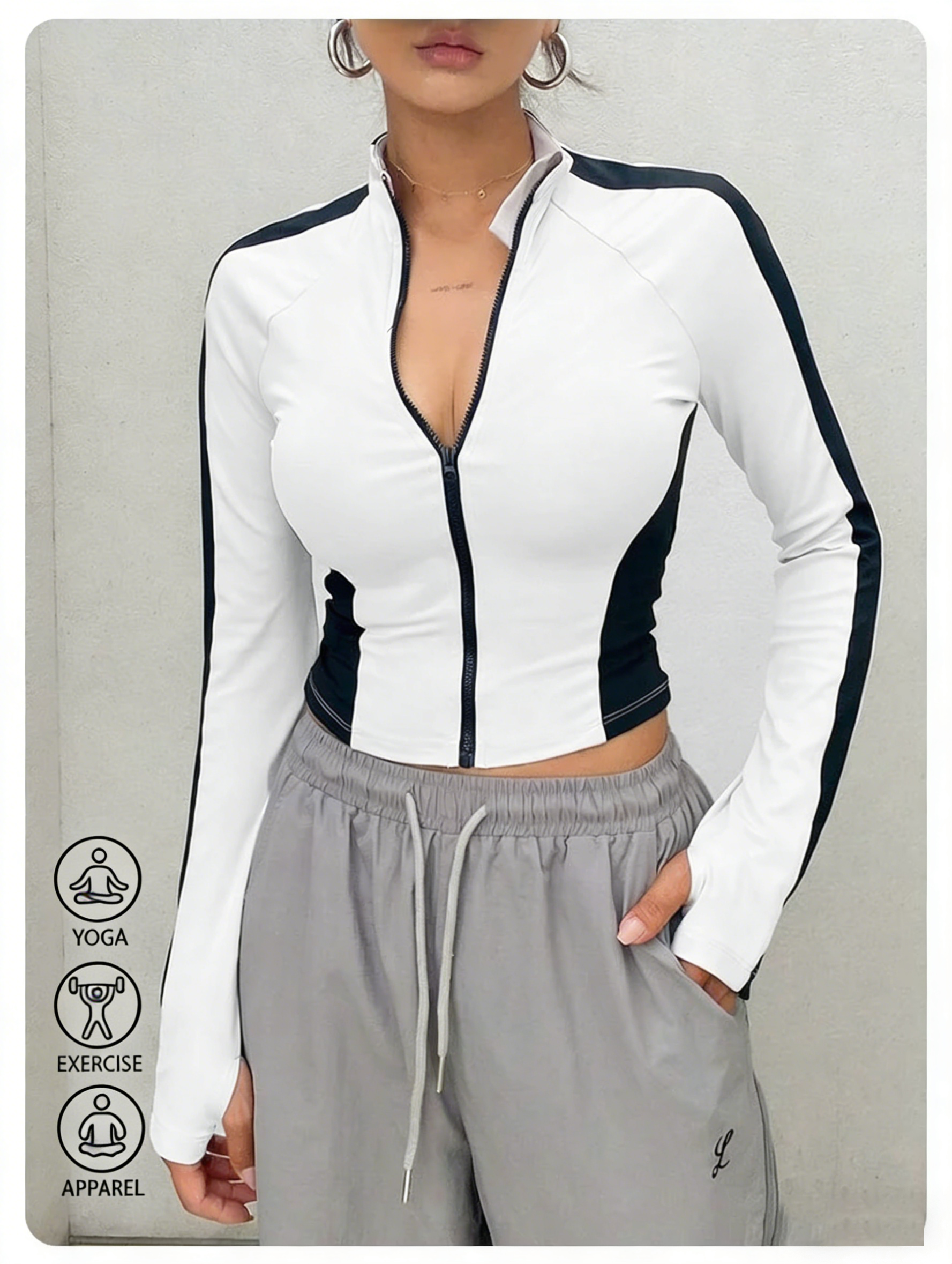 Summer Clothing Items - Chaqueta de yoga con cuello alto