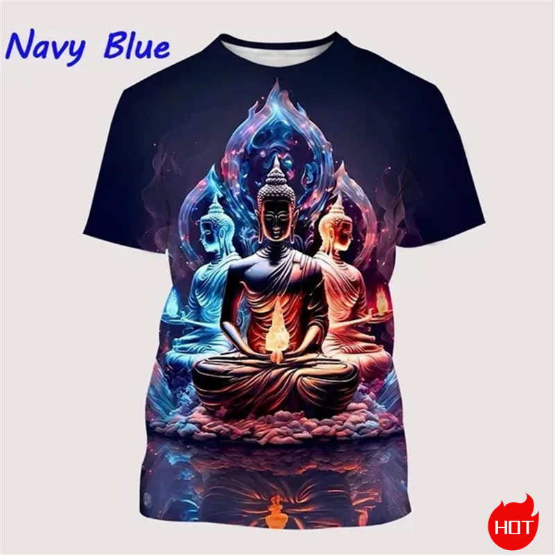Summer Clothing India - Camiseta budista de Shakyamuni con estampado