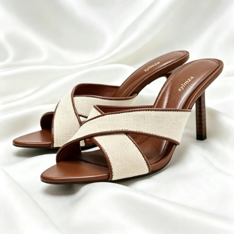 Summer Clothing Fabric - Sandalias de tacón de aguja con