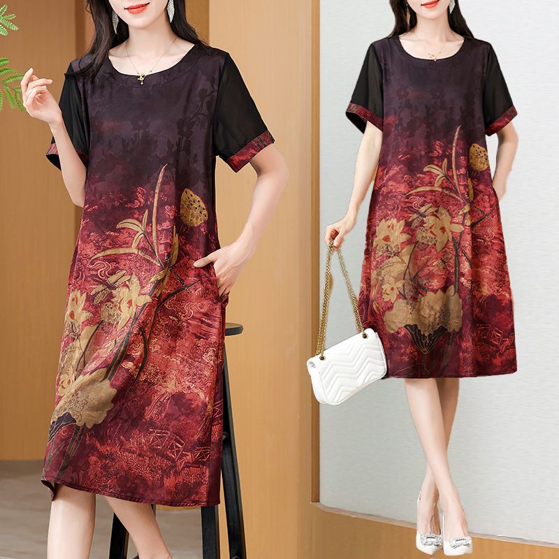 Summer Clothing For Women Over 60 - Elegante Vestido Estampado de Longitud Media