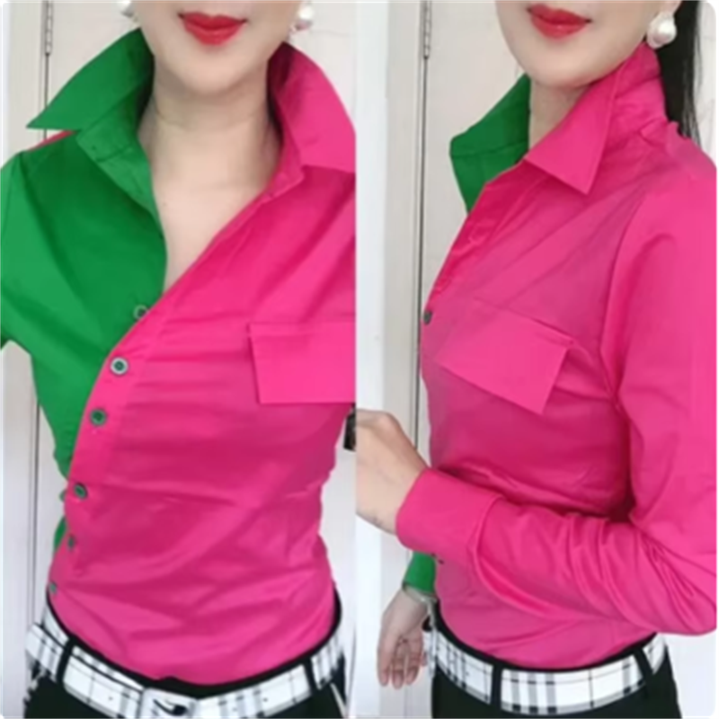 Summer Clothing Model - Camisa de contraste, blusas para mujer,