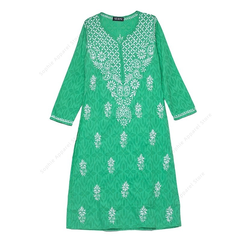 Summer Clothing India - Túnica india/pakistana Kurti bordada para mujer,