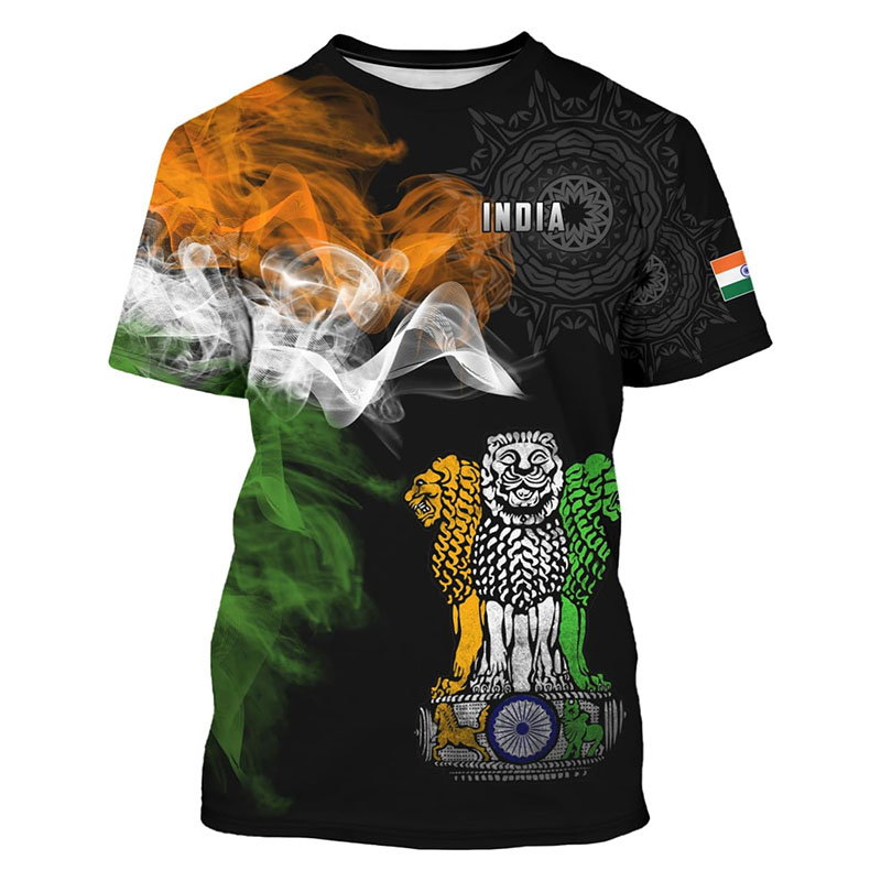 India Flag Print T-shirt Men's - Summer Clothing India reseña y precio