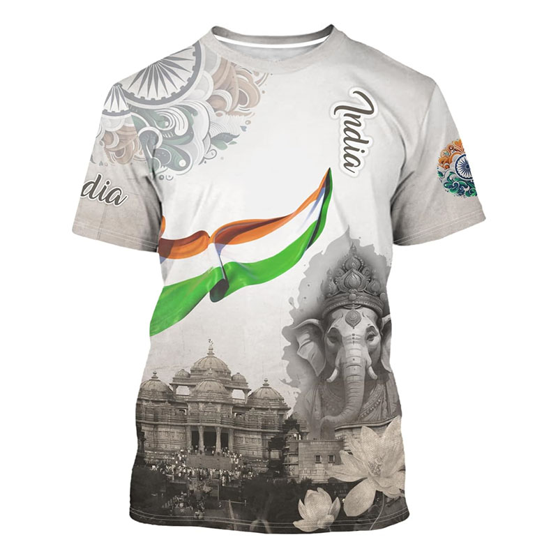 India Flag Print T-shirt Men's - Summer Clothing India reseña y precio