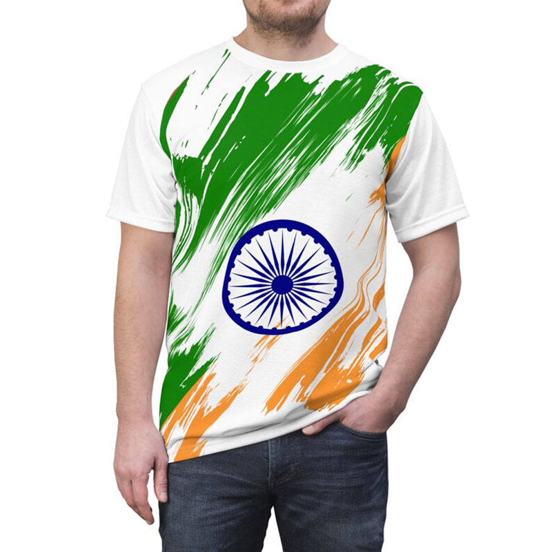 India Flag Print T-shirt Men's - Summer Clothing India reseña y precio