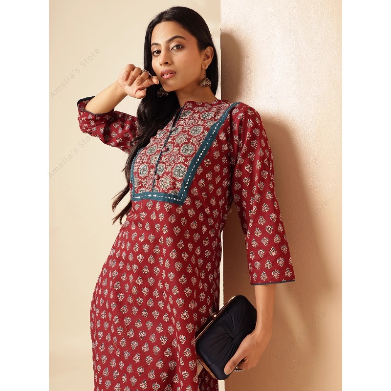 Kurta Étnica con Estampado Flo - Summer Clothing India reseña y precio