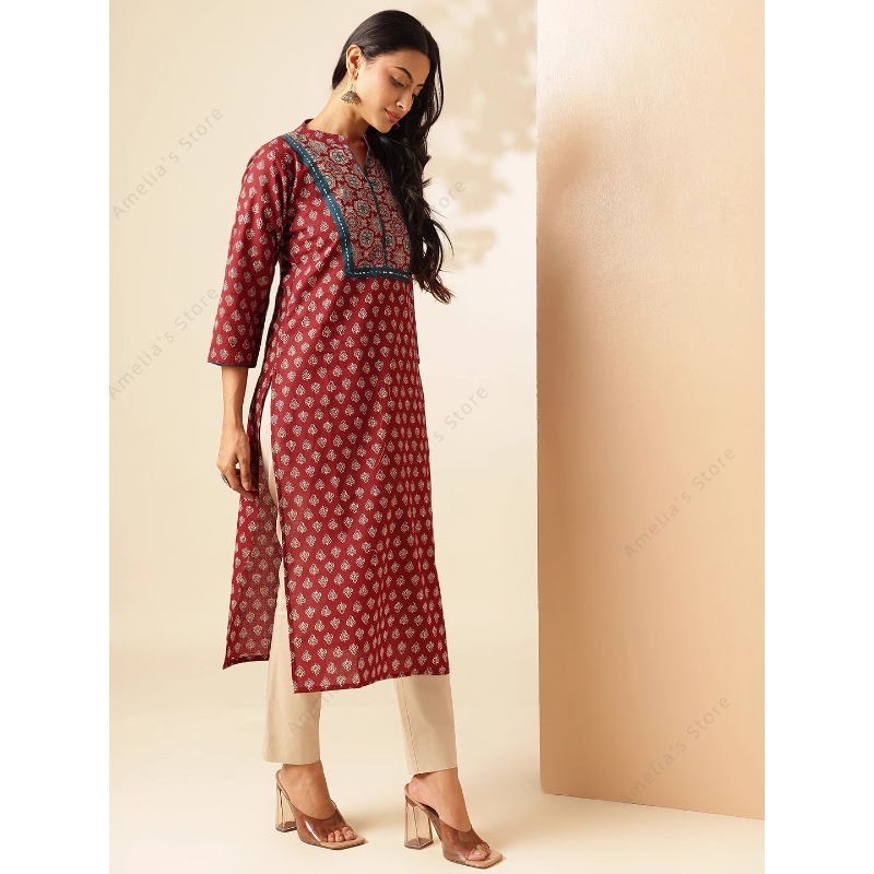 Kurta Étnica con Estampado Flo - Summer Clothing India reseña y precio