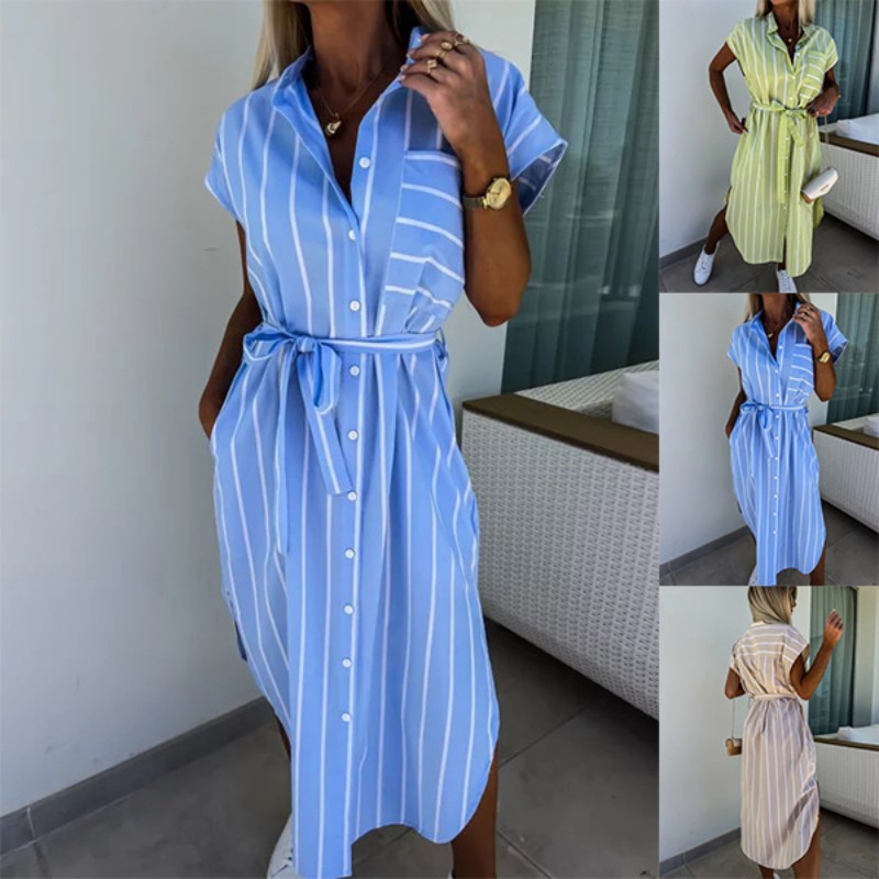 Vestido camisero a rayas de ma - Summer Clothing Looks reseña y precio