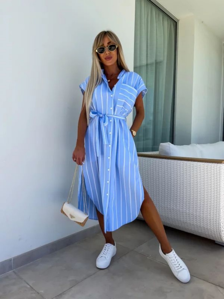 Vestido camisero a rayas de ma - Summer Clothing Looks reseña y precio