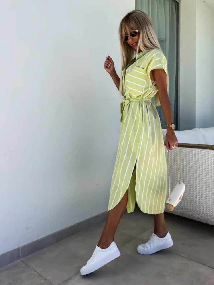Vestido camisero a rayas de ma - Summer Clothing Looks reseña y precio