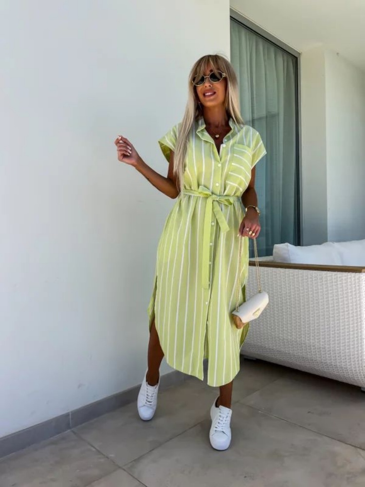 Vestido camisero a rayas de ma - Summer Clothing Looks reseña y precio