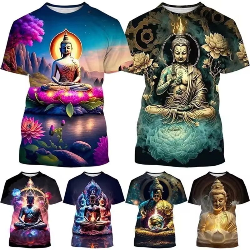 Camiseta budista de Shakyamuni - Summer Clothing India reseña y precio