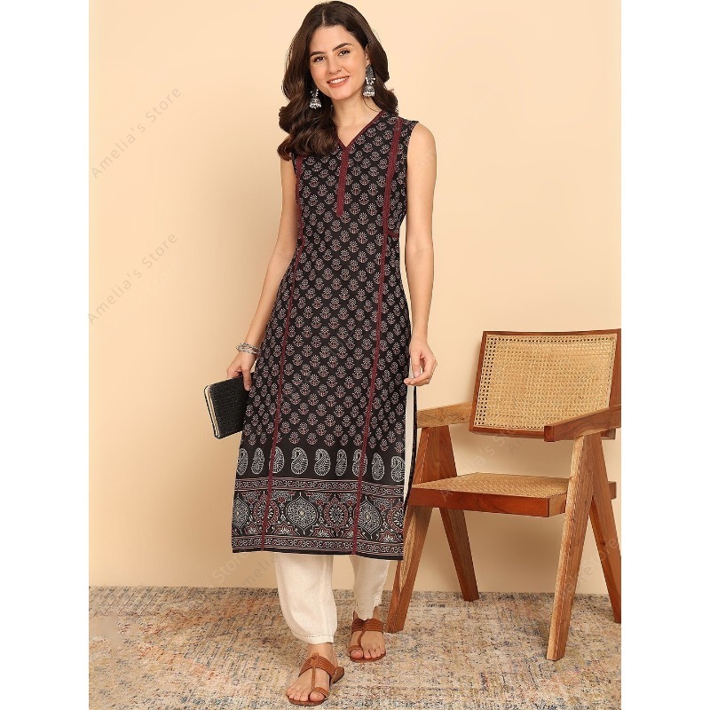 Túnica Kurta de algodón verde  - Summer Clothing India reseña y precio