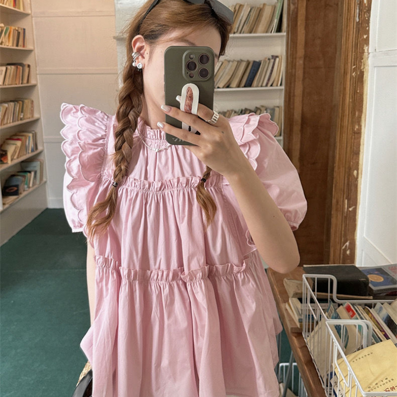 Blusa plisada holgada de manga - Summer Youth Clothing reseña y precio