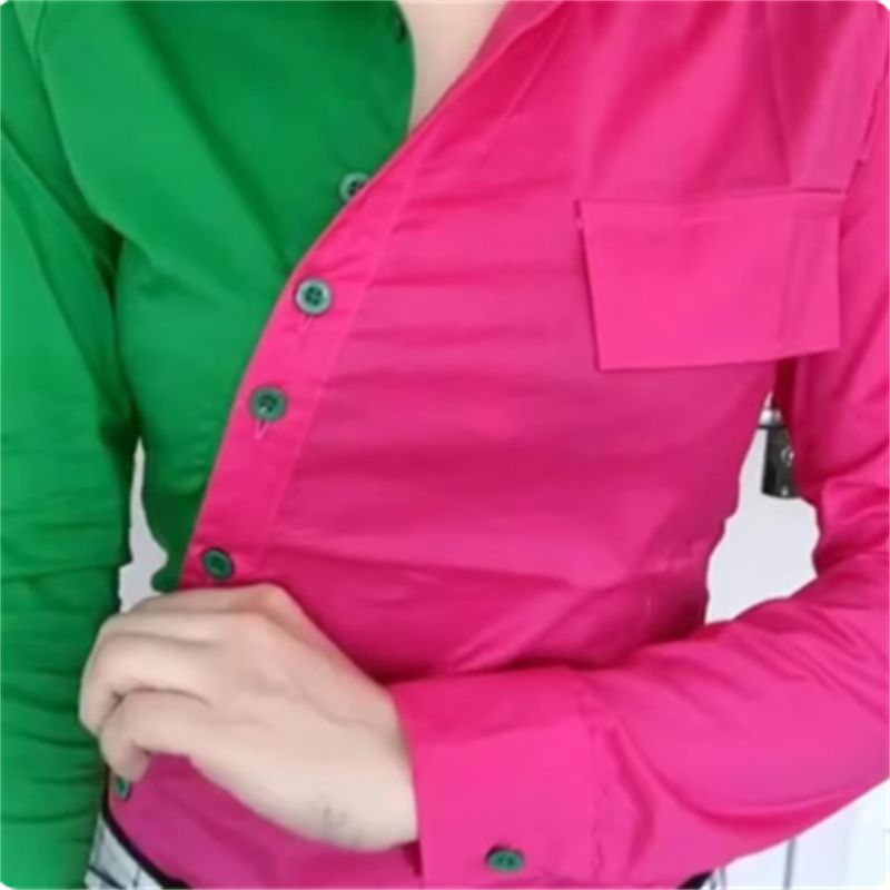 Camisa de contraste, blusas pa - Summer Clothing Model reseña y precio