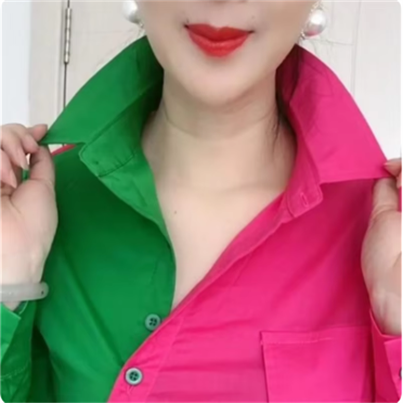 Camisa de contraste, blusas pa - Summer Clothing Model reseña y precio