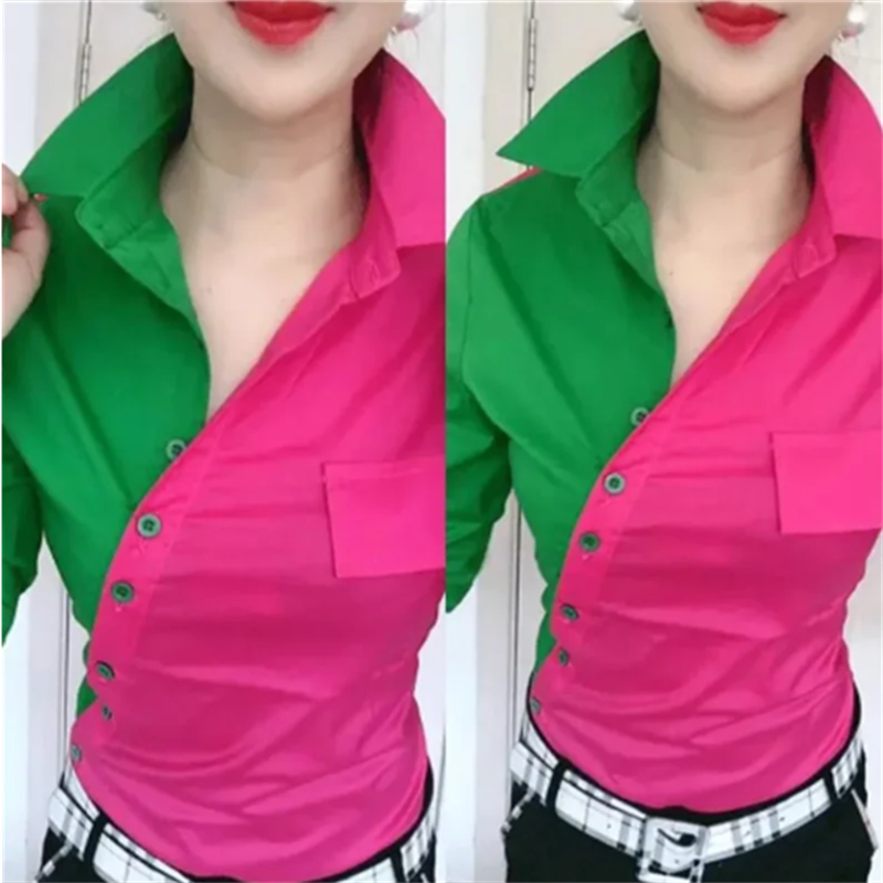 Camisa de contraste, blusas pa - Summer Clothing Model reseña y precio
