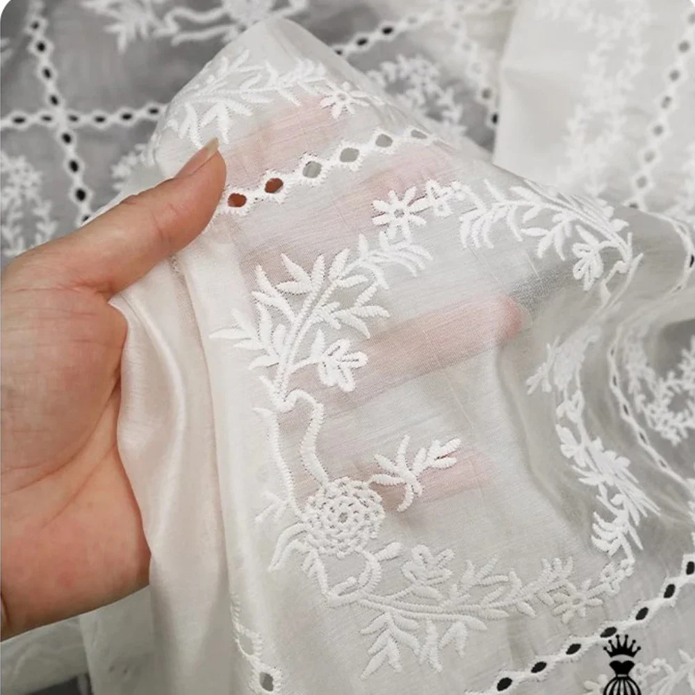 Tela de flores bordadas huecas - Summer Gauze Clothing reseña y precio